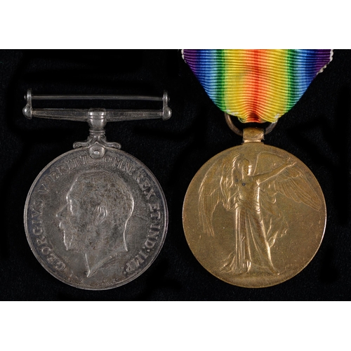 207 - WWI pair British War Medal and Victory Medal 107404 Pte V Rogers Notts & Derby R... 