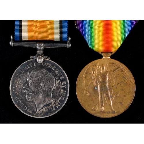 211 - WWI pair British War Medal and Victory Medal 64447 Pte G A Brown N Staff R