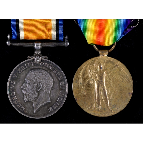 212 - WWI pair British War Medal and Victory Medal 41833 Pte W C Cutner S Staff R