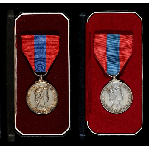 235 - Imperial Service Medal, two, QEII, Miss Olive Winifred Barrett and Fred Wynn Jones, both cased... 