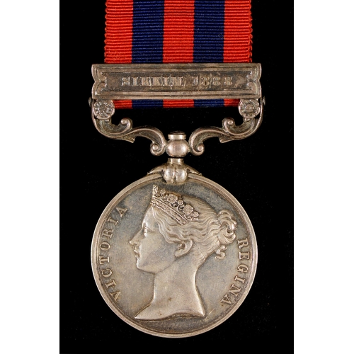 242 - India General Service Medal, one clasp Sikkim 1888, 971 Pte A Hayes 2nd Bn Derby R