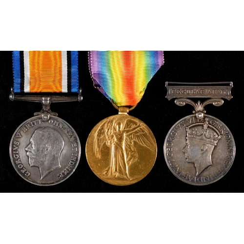 253 - WWI pair British War Medal and Victory Medal 71031 Pte A E Hedges Durh L I and Army Long Service and... 