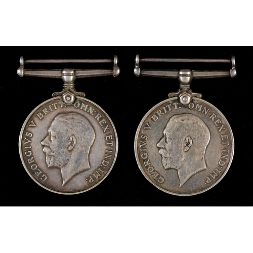 264 - British War Medal pair to brothers 8017 Cpl O Mullock Ches R and 8750 Pte E Mullock Ches R... 