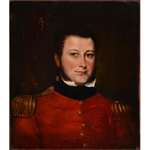 29 - English School, 19th c - Portrait of an Officer, 4th (Royal Irish) Dragoon Guards c1830, head and sh... 