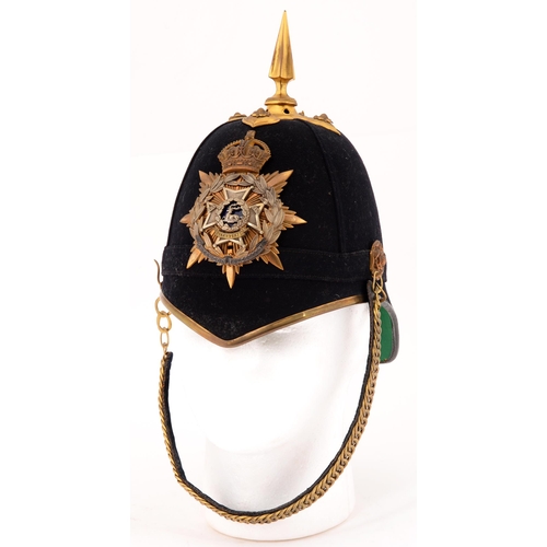 42 - Notts & Derby Regiment. An officer's Home Service Helmet, 1903, lining with garter trademark of ... 