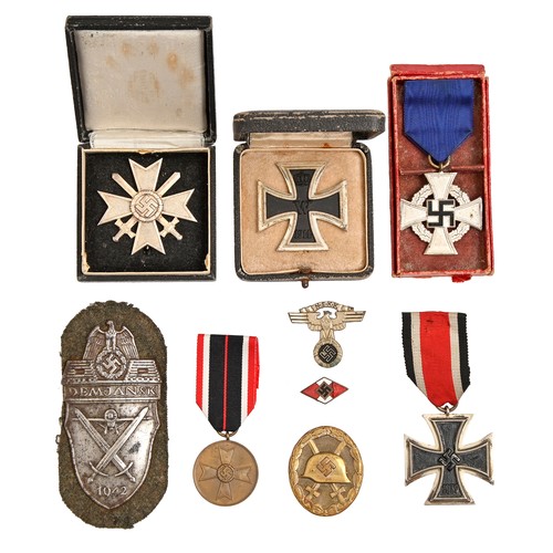 257 - Imperial Germany Iron Cross 1st Class, boxed, and Third Reich Iron Cross 2nd Class War Merit Cross w... 