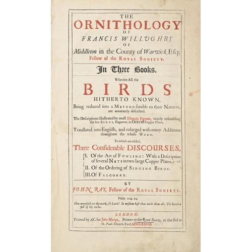 206 - Natural History & Early Female Ownership. [Willoughby] Willughby (Francis, FRS) & Ray (John,... 