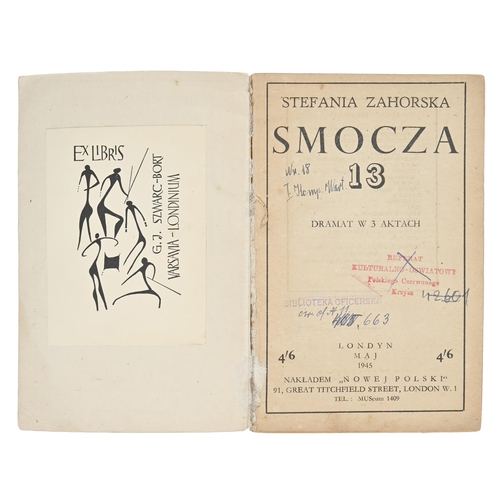 217 - Poland. Zahorska (Stefania), Smocza 13: Dramat w 3 aktach, first edition, first impression?, London:... 