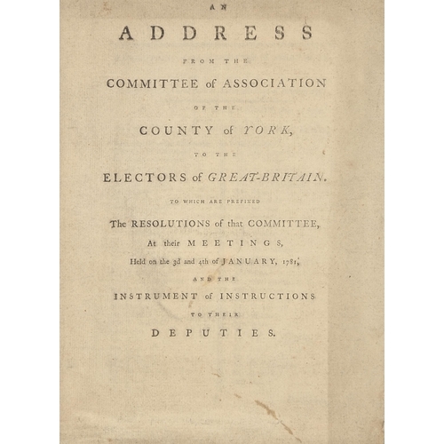 266 - Yorkshire, Politics. [Attributed to Hartley (David the Younger)], An Address from the Committee of A... 