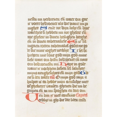 308 - A Medieval manuscript leaf, probably from a Book of Hours, Low Countries/Northern Germany, c. 1440, ... 