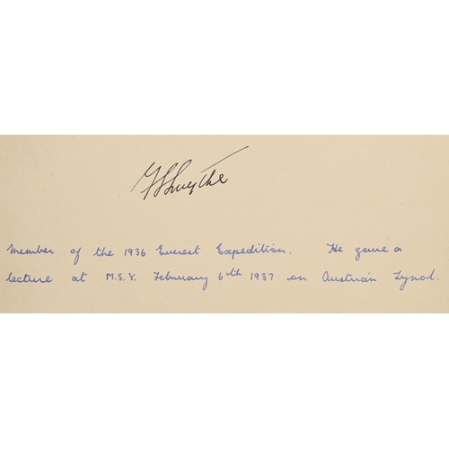 321 - Autograph. Travel & Exploration: Frank Smythe (1900-1949), explorer and mountaineer, member of t... 