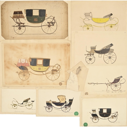 325 - Coach Making. An important archive collection of 83 carriage designs, early to mid 19th c, including... 