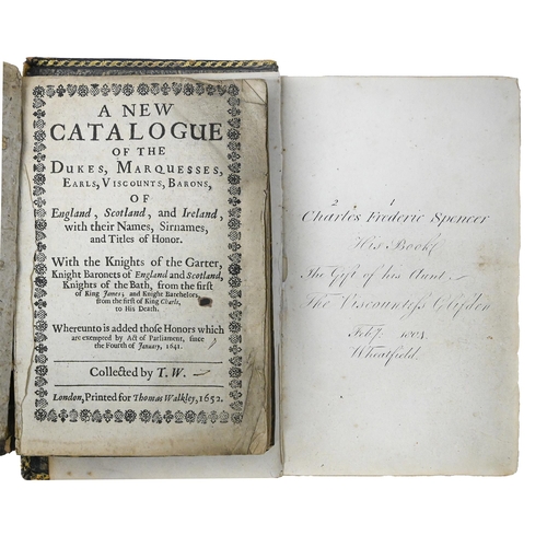 33 - Aristocracy. Walkley (Thomas, editor), A New Catalogue of the Dukes, Marquesses, Earls, Viscounts, B... 