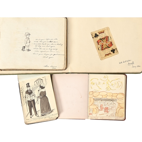 335 - Four friendship albums, early 20th c, typically inscribed with manuscript sentiment and illustrated ... 