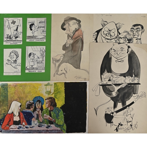 337 - Glan Williams (Welsh Caricaturist, 1912-1986) - A collection of approx. 100 works on paper, almost a... 