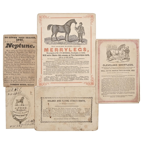 338 - Horse Breeding in Yorkshire. Four pieces of printed ephemera, mid-19th c, advertising the studs Nept... 