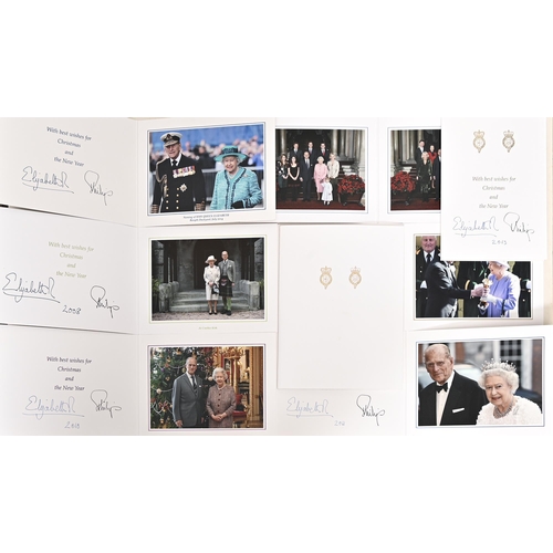 360 - Royalty. Eight Christmas cards from Elizabeth II and Prince Philip, the Duke of Edinburgh, 2007-14, ... 