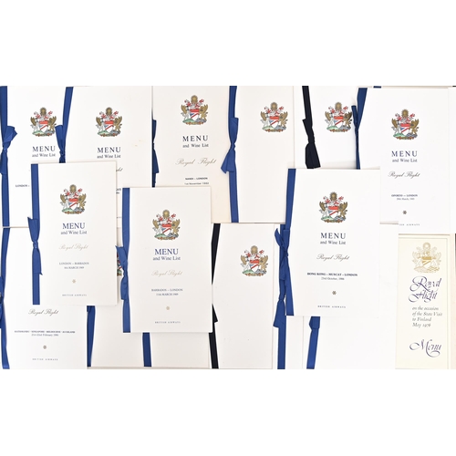 362 - Royalty. Elizabeth II: Eighteen Royal Flight menus, from various royal tours, 24th May 1976 - 23rd S... 