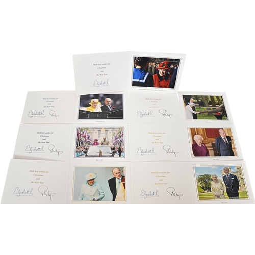 366 - Royalty. Seven Christmas cards from Elizabeth II and Prince Philip, the Duke of Edinburgh, 2015-21, ... 