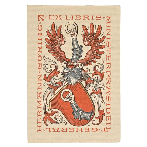 378 - The Third Reich, Nazi Germany. The armorial bookplate of Hermann Göring/Goering (1893-1946), Ex Libr... 