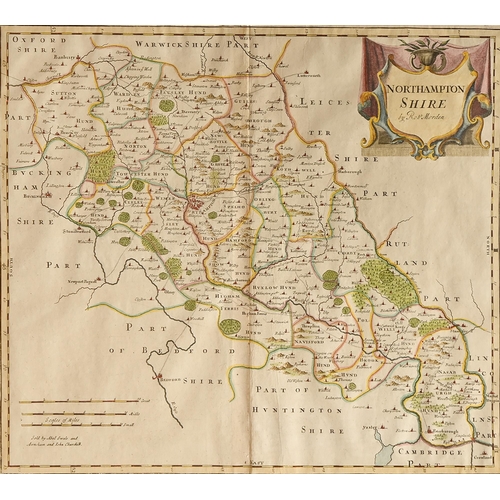 415 - Robert Morden (c.1650-1703) - Leicestershire; Northamptonshire, a pair, double-page maps, [London]: ... 