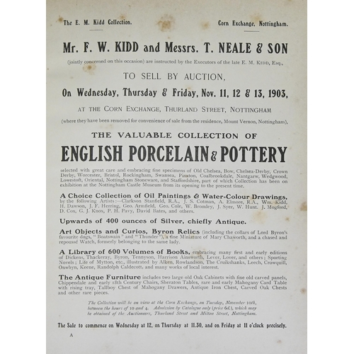 44 - Auction Catalogue. Mr F.W. Kidd and Messrs T. Neale & Son:~ The E.M. Kidd Collection, To sell by... 