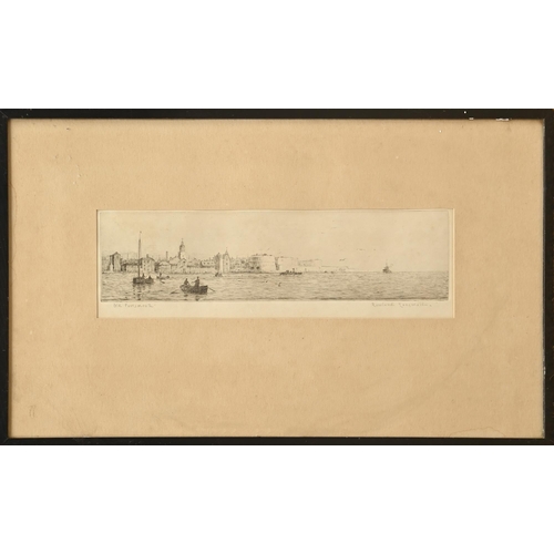 452 - Lieutenant Rowland Langmaid RN, RA (1897-1956) - Old Portsmouth, from Haslar Creek, signed and title... 