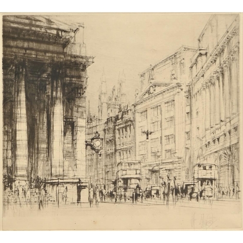 461 - William Walcot RE (1874-1943) - Cornhill and the Royal Exchange, London, n.d. [c. 1933-35], signed i... 