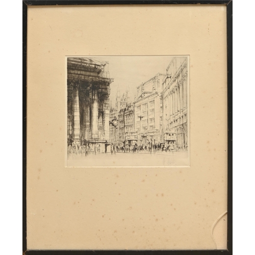 461 - William Walcot RE (1874-1943) - Cornhill and the Royal Exchange, London, n.d. [c. 1933-35], signed i... 