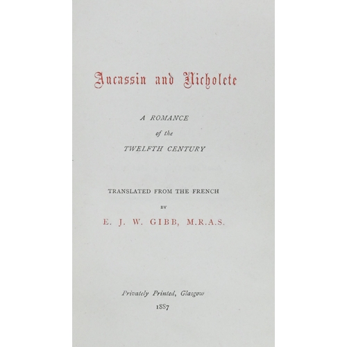 55 - Binding. Gibb (Elias John Wilkinson, MRAS, translator), Aucassin and Nicholete: A Romance of the Twe... 