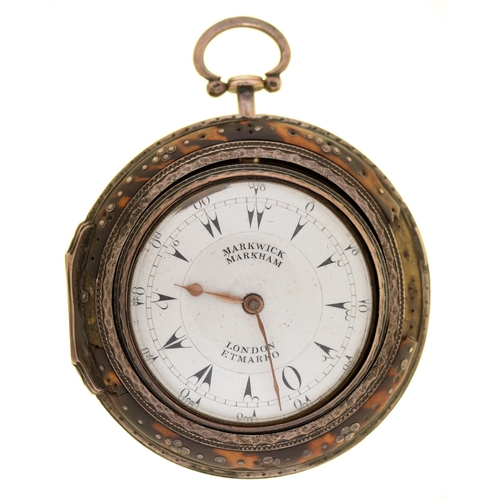 82A - An English silver triple cased verge watch, for the Turkish market, Markwick Markham et Marko, Londo... 