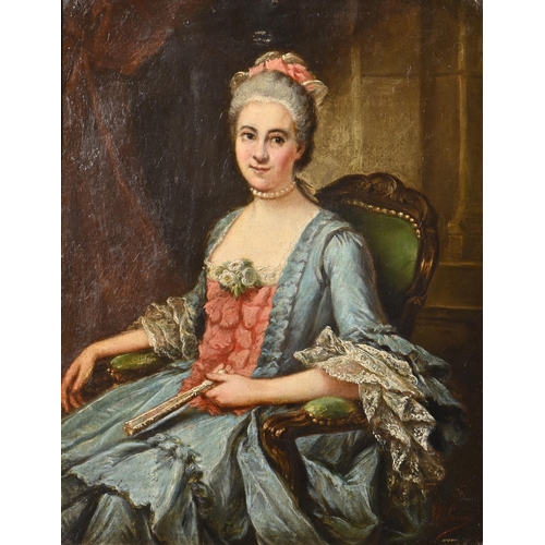 884 - Continental School, 19th century - Portrait of an 18th c Lady, oil on board, 45 x 35cm... 