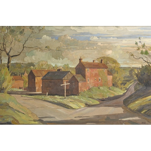 1001 - Edward Loxton Knight RBA, RI (1905-1993) - The Village Crossroads, signed, oil on canvas, 49 x 74cm... 