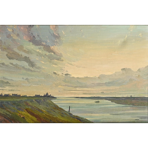 1002 - Edward Loxton Knight RBA, RI (1905-1993) - The Estuary, signed, oil on canvas, 49.5 x 74.5cm... 