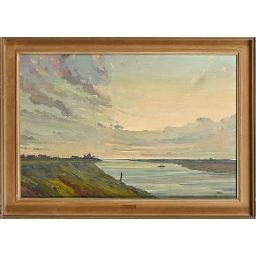 1002 - Edward Loxton Knight RBA, RI (1905-1993) - The Estuary, signed, oil on canvas, 49.5 x 74.5cm... 