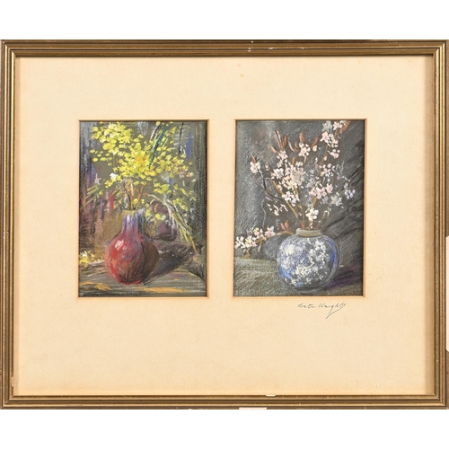 1008 - Edward Loxton Knight RBA, RI (1905-1993) - Studies for Flowerpieces, four, two signed, pastel, 21 x ... 