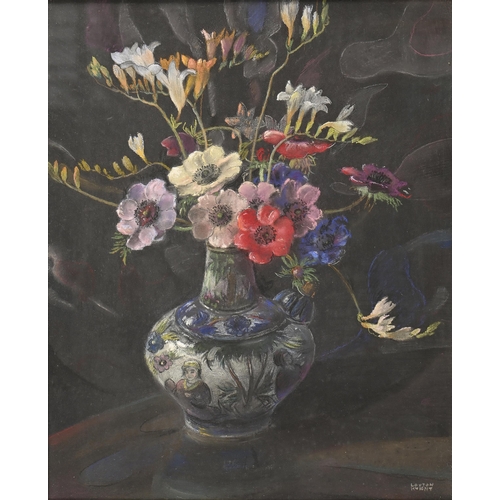 1013 - Edward Loxton Knight RBA, RI (1905-1993) - Still Life with Anemones in a Persian Pottery Kendi, sign... 