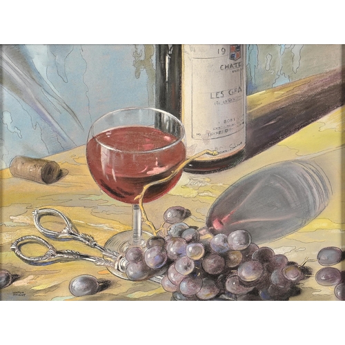 1017 - Edward Loxton Knight RBA, RI (1905-1993) - Still Life with Wine and Grapes, signed, tempera and mixe... 