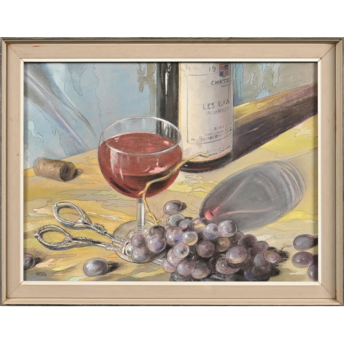 1017 - Edward Loxton Knight RBA, RI (1905-1993) - Still Life with Wine and Grapes, signed, tempera and mixe... 