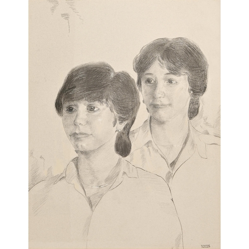 1019 - Edward Loxton Knight RBA, RI (1905-1993) - Double Portrait of Sisters, signed, black and white chalk... 