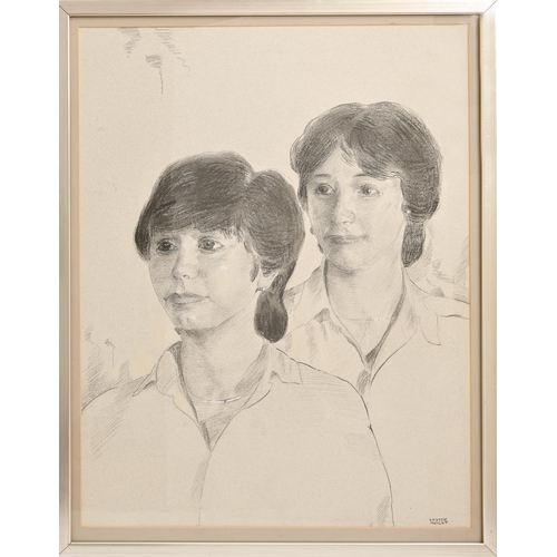 1019 - Edward Loxton Knight RBA, RI (1905-1993) - Double Portrait of Sisters, signed, black and white chalk... 