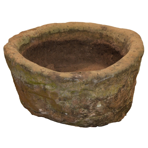 1045 - A round sandstone trough, 19th c, approx 39cm h x approx 74cm diam