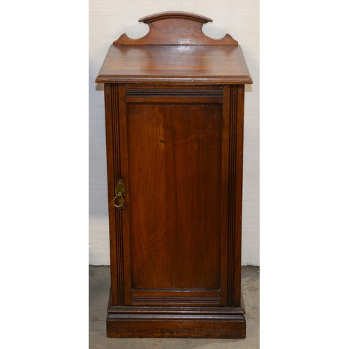 1058A - A Victorian walnut pedestal pot cupboard, 85cm h; 36 x 38cm, door stamped RD444344, back stencilled ... 