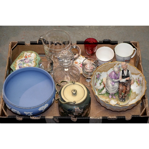 1095 - Miscellaneous glass and ceramics, 19th c and later, to include a Wedgwood bowl, a cut glass jug and ... 