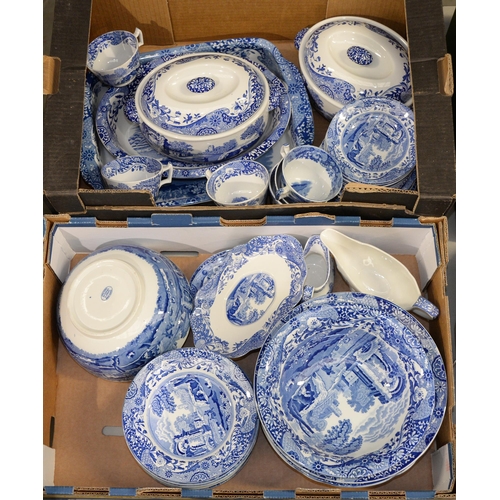 1115 - An extensive collection of Copeland blue and white Spode's Italian pattern dinner and teaware... 