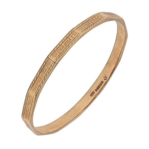 121 - A 9ct gold bangle, 74mm diam (internal), Birmingham 1929, 16.5g