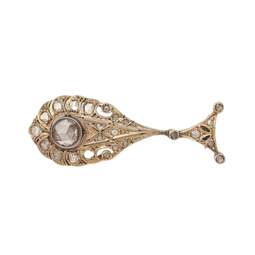 122 - A rose diamond brooch, probably Dutch, c1900, in gold, 43mm l, 4.5g