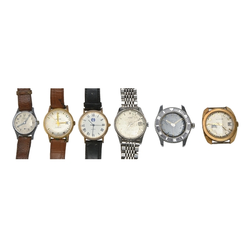 185 - A Cardinal plated Submariner wristwatch and five various other gentleman's wristwatches, 1960s and l... 