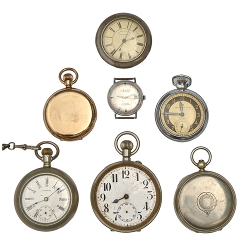 194 - Six various pocket watches and a stainless steel gentleman's wristwatch, c1900 and later... 