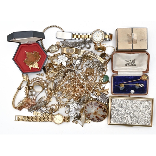 199 - Miscellaneous costume jewellery, to include silver articles and wristwatches, etc